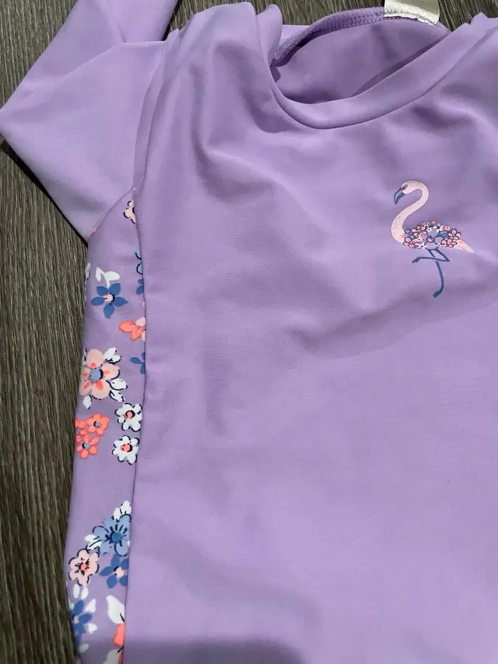 Size 12 months OshKosh B'gosh Baby Girl Flamingo Floral Print Long Sleeve Rash G